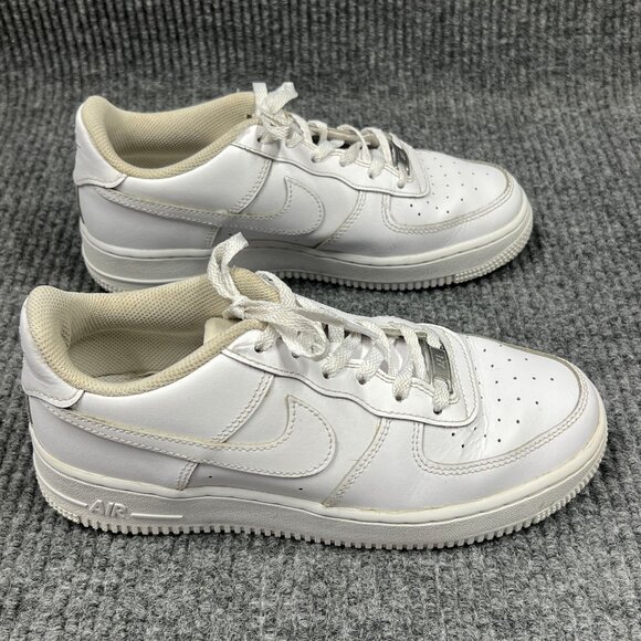 Nike Air Force 1 Kids 6Y White on White Leather Sneakers Low-Top Lace-Up Shoes - Picture 9 of 16